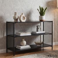 Standregal 120cm Bücherregal Konsole Ordnerregal Offen Regal Metall Schwarz Flur – Ansicht 1