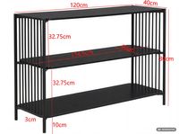 Standregal 120cm Bücherregal Konsole Ordnerregal Offen Regal Metall Schwarz Flur – Ansicht 3