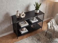 Standregal 120cm Bücherregal Konsole Ordnerregal Offen Regal Metall Schwarz Flur – Ansicht 5