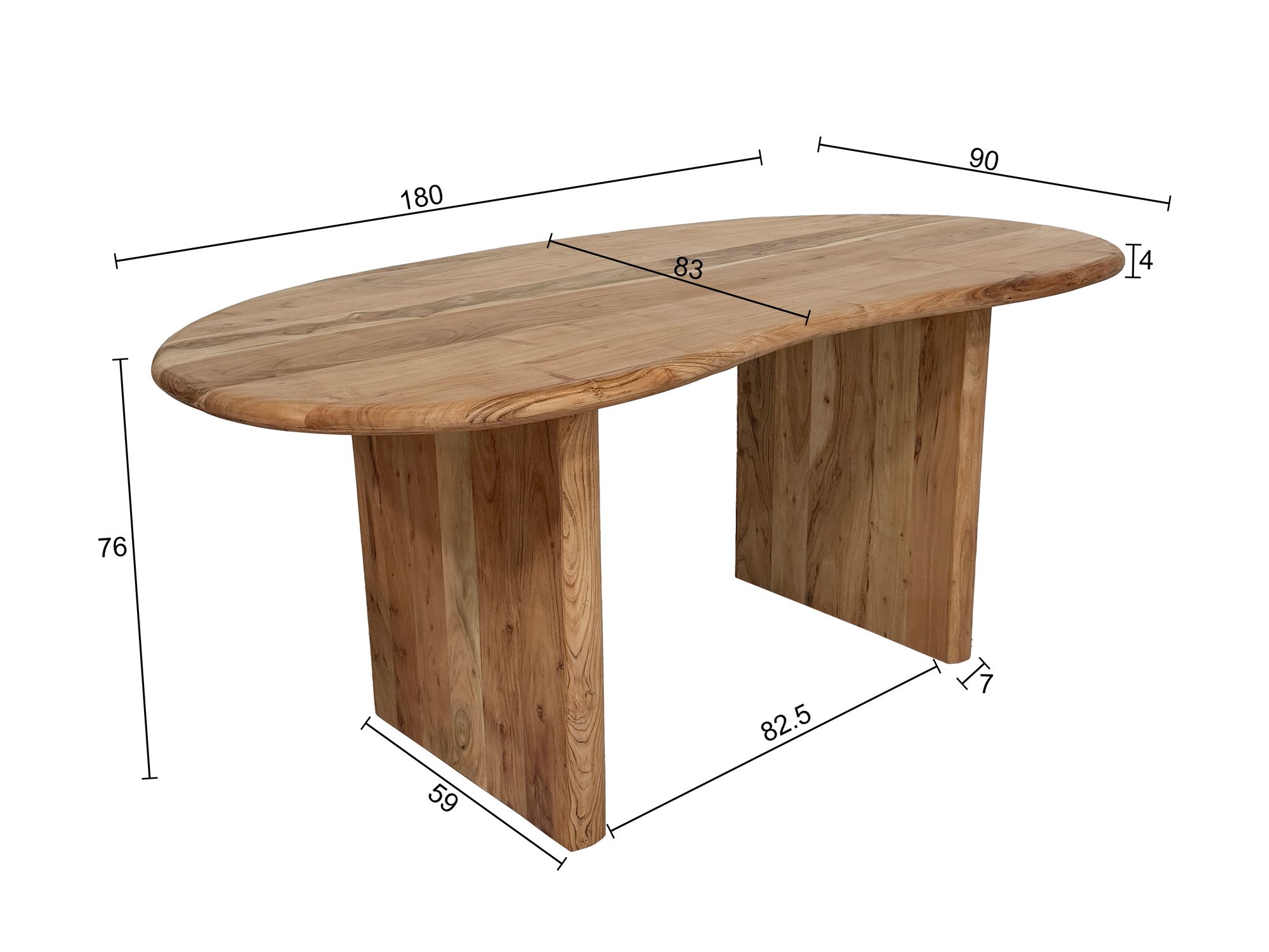 Schreibtisch 180 cm Massivholz Bürotisch Computertisch Nierenform Homeoffice – Ansicht 3