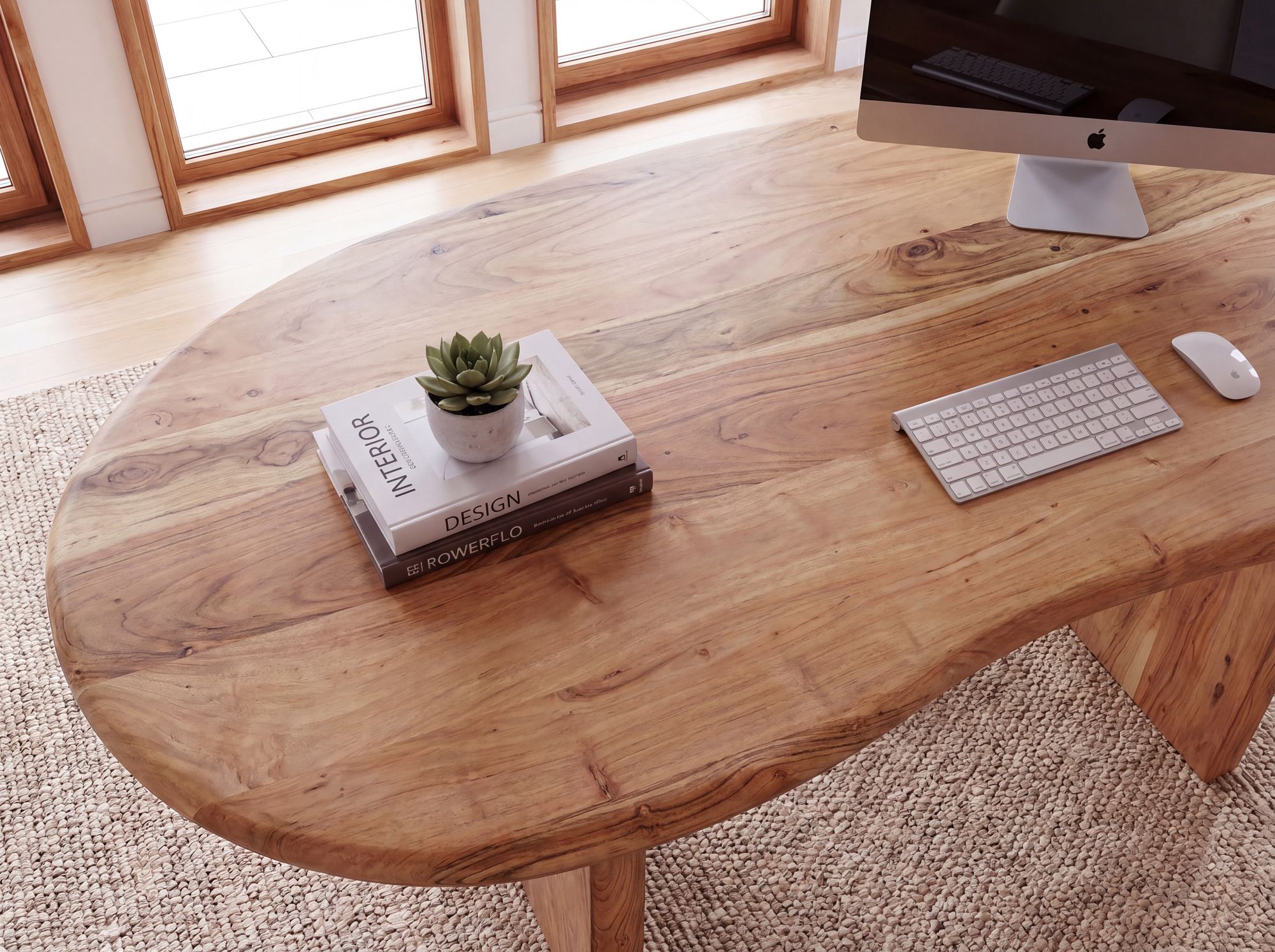 Schreibtisch 180 cm Massivholz Bürotisch Computertisch Nierenform Homeoffice – Ansicht 4