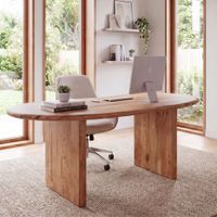 Schreibtisch 180 cm Massivholz Bürotisch Computertisch Nierenform Homeoffice – Ansicht 1