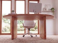 Schreibtisch 180 cm Massivholz Bürotisch Computertisch Nierenform Homeoffice – Ansicht 5