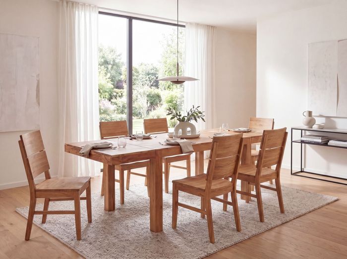 FineBuy Esszimmertisch 120 - 200 cm Akazie Massivholz Zeitlos - Küchentisch Verlängerbar 10 Personen - Speisetisch Groß Rechteckig Schlicht - Holztisch Esszimmer Handmade