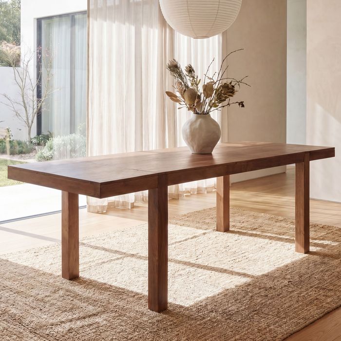 FineBuy Esszimmertisch 160 - 240 cm Akazie Massivholz Zeitlos - Küchentisch Verlängerbar 10 Personen Dunkelbraun - Speisetisch Groß Rechteckig Schlicht - Holztisch Esszimmer Handmade