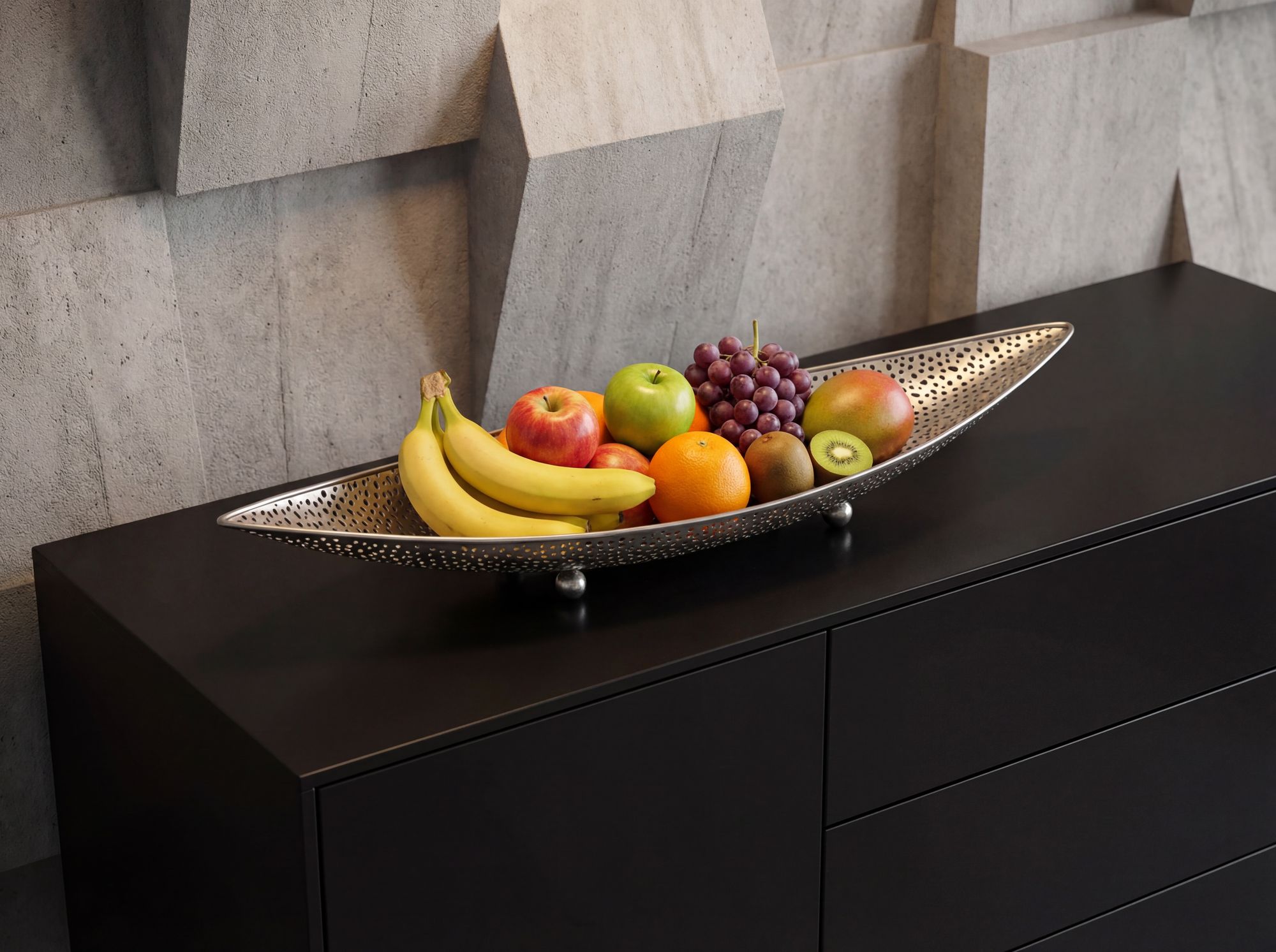 Obstschale Früchtekorb Metall Groß Schale 60cm Dekoschale Metall Obstkorb Oval – Ansicht 2