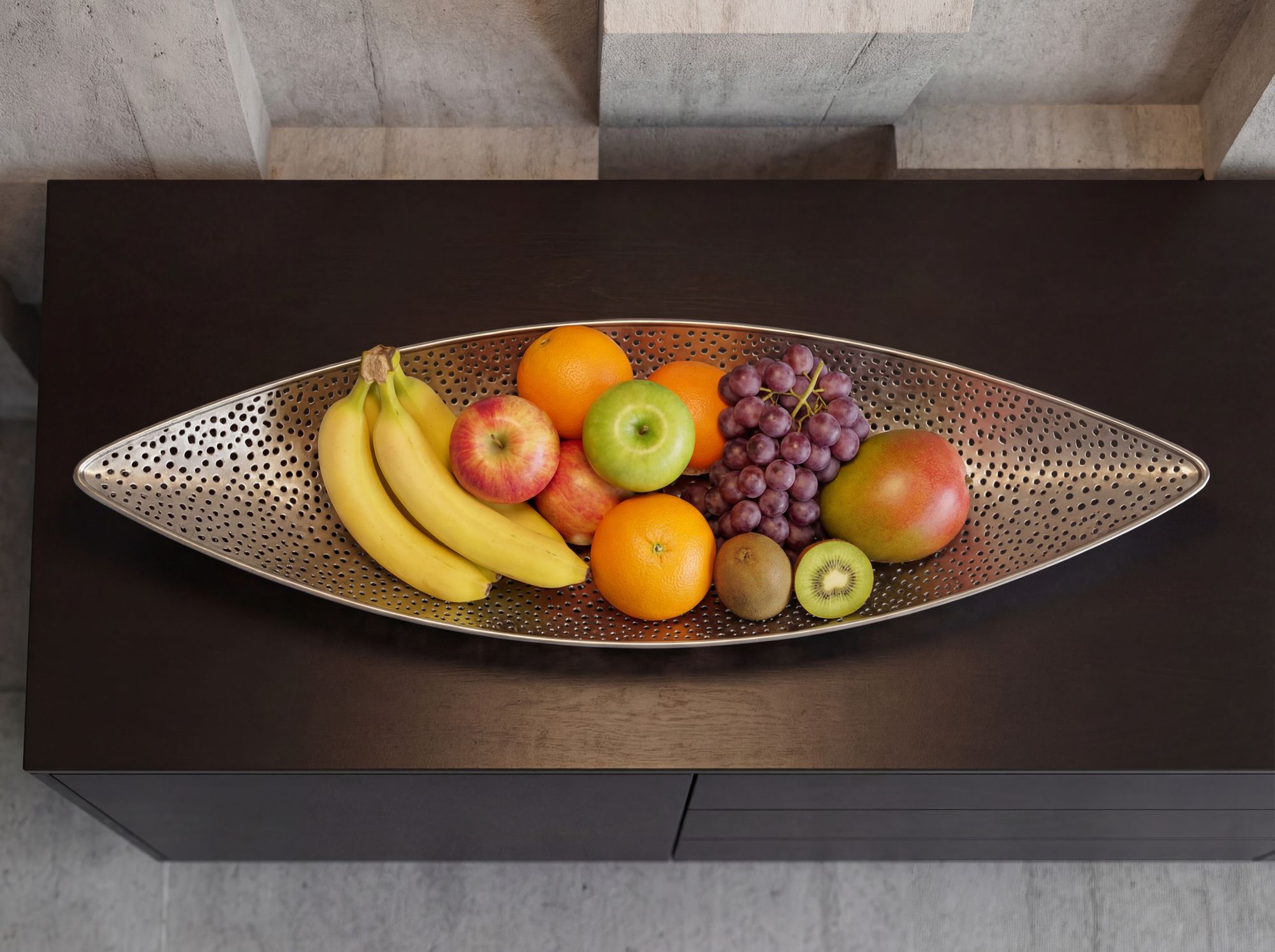 Obstschale Früchtekorb Metall Groß Schale 60cm Dekoschale Metall Obstkorb Oval – Ansicht 5