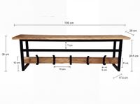 Wandgarderobe Massivholz 100cm Hängegarderobe Flurgarderobe mit Ablage 5 Haken – Ansicht 3