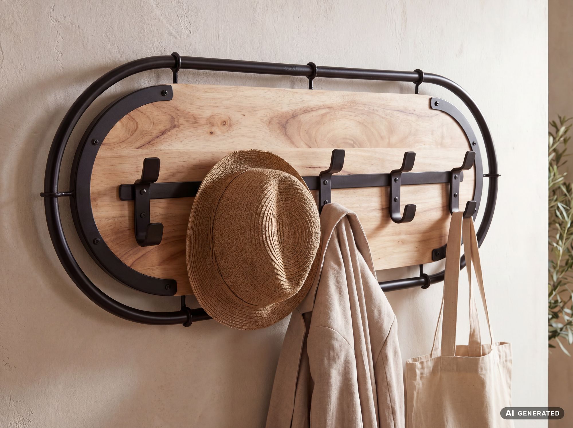 Wandgarderobe Massivholz Hängegarderobe Flurgarderobe Garderobenleiste Handmade – Ansicht 4