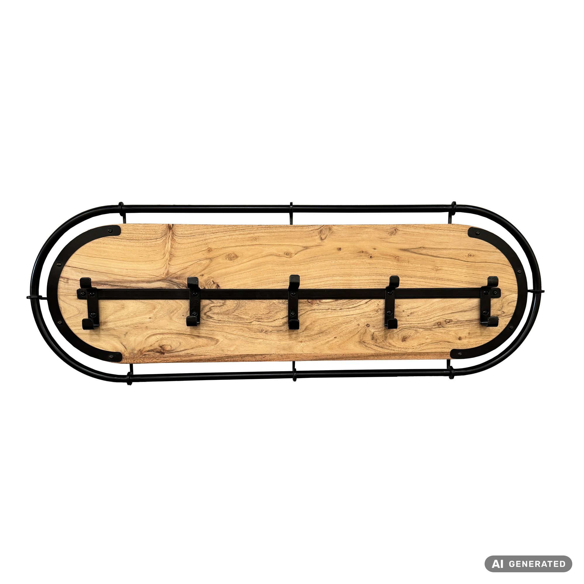 FineBuy Wandgarderobe Akazie Massivholz - Modernes Garderobenpaneel Hängegarderobe mit Haken - Garderobenleiste Flurgarderobe Massiv Handmade