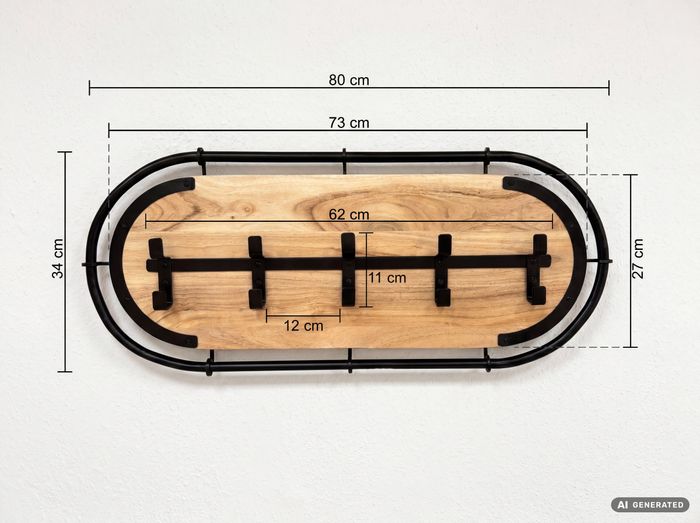 Wandgarderobe Massivholz Hängegarderobe Flurgarderobe Garderobenleiste Handmade – Maßzeichnung