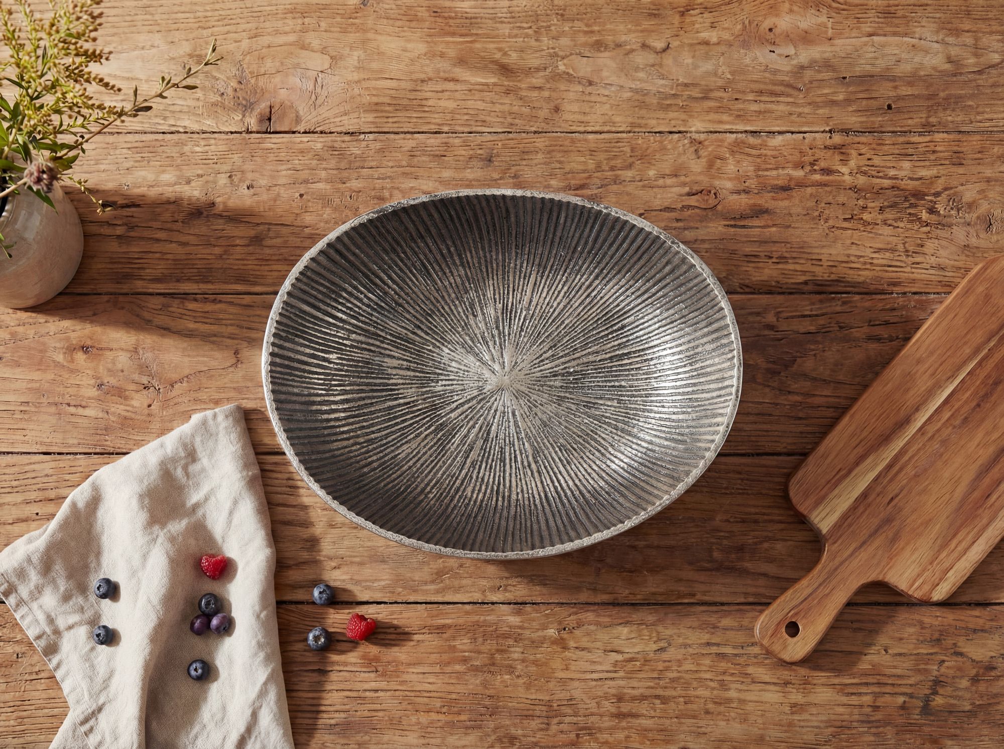Obstschale Früchteschale Aluminium Schale 40cm Dekoschale Metall Obstkorb Oval – Ansicht 4