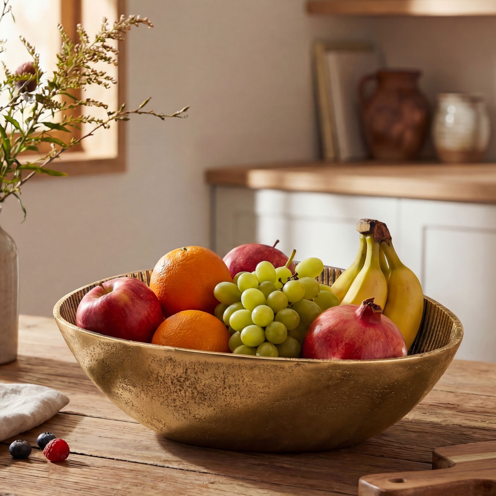 FineBuy Obstschale Schale Metall 30cm Tischdeko Oval - Moderner Obstkorb Rillen-Design aus Aluminium - Elegante Metallschale - Alu Früchteschale Handmade | Farbe: Silber