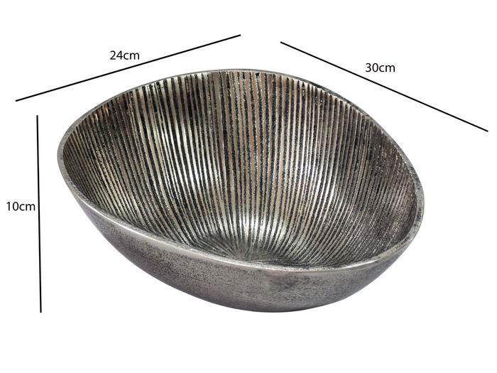 Obstschale Früchteschale Aluminium Schale 40cm Dekoschale Metall Obstkorb Oval – Maßzeichnung