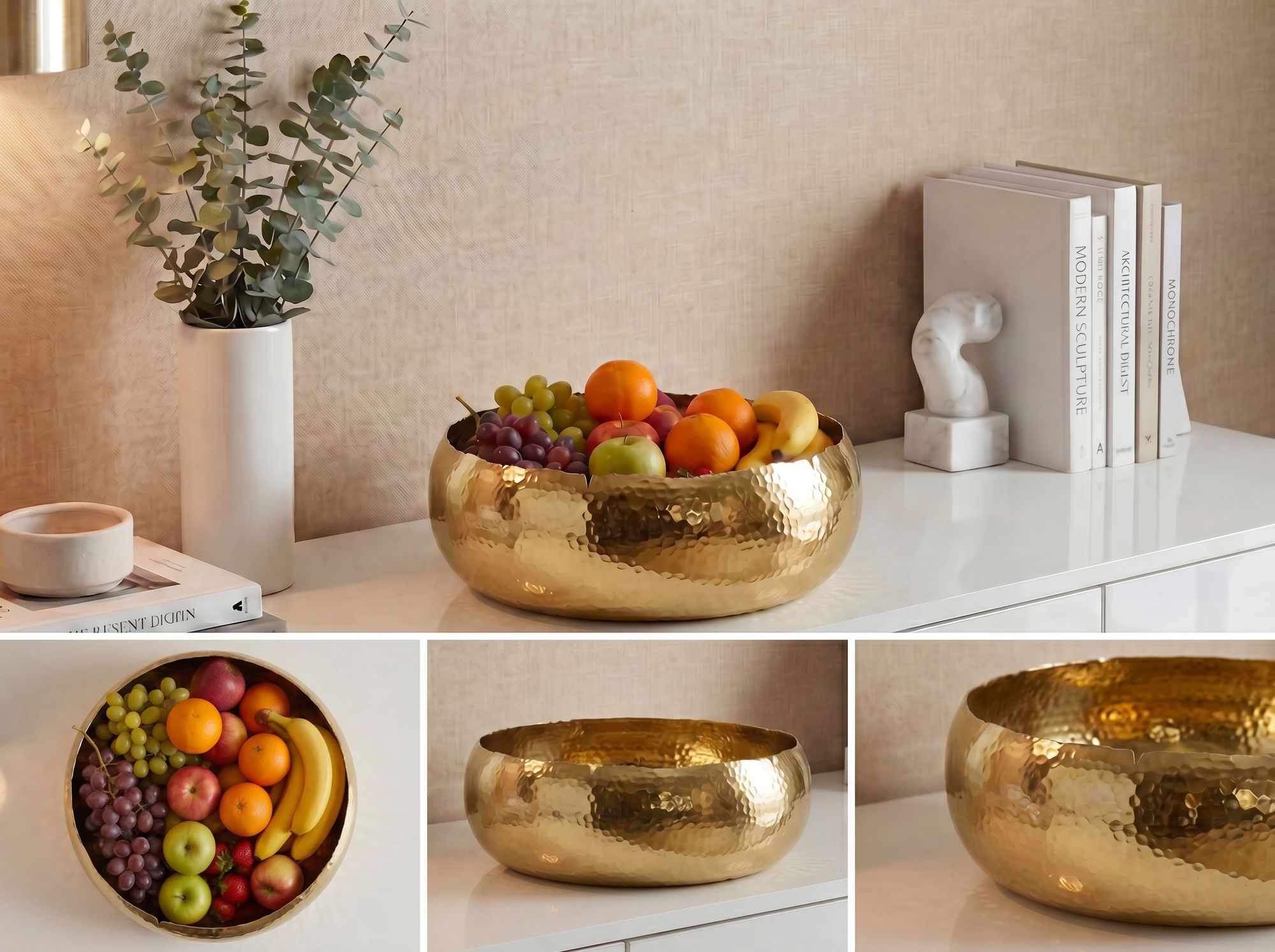 FineBuy Obstschale Rund Schale Metall 35cm Tischdeko - Moderner Obstkorb Hammerschlag aus Aluminium - Elegante Alu Früchteschale Handmade | Farbe: Silber FineBuy Obstschale Rund Schale Metall 35cm Tischdeko - Moderner Obstkorb Hammerschlag aus Aluminium - Elegante Alu Früchteschale Handmade | Farbe: Silber