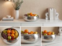 Obstschale Früchteschale Aluminium Rund Schale 35cm Hammerschlag Metall Obstkorb – Ansicht 4