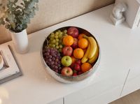 Obstschale Früchteschale Aluminium Rund Schale 35cm Hammerschlag Metall Obstkorb – Ansicht 5