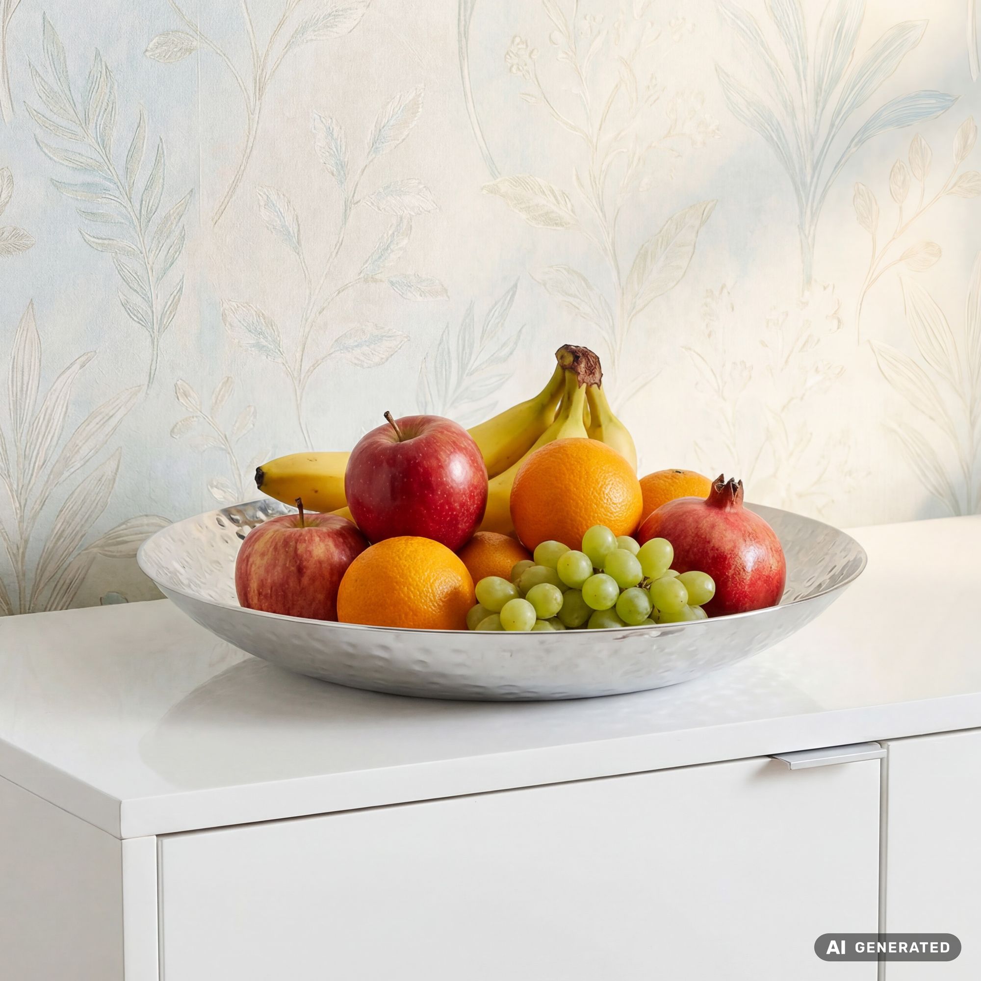 Obstschale Früchteschale Aluminium Silber Schale Dekoschale Metall Obstkorb – Ansicht 1