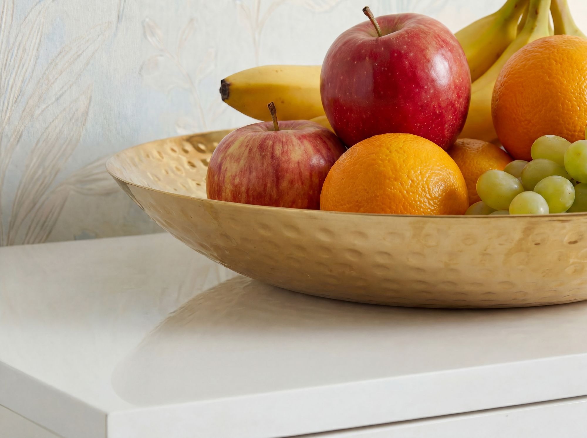 Obstschale Früchteschale Aluminium Gold Schale Rund Hammerschlag Metall Obstkorb – Ansicht 4
