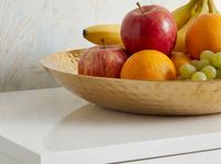 Obstschale Früchteschale Aluminium Gold Schale Rund Hammerschlag Metall Obstkorb – Ansicht 4