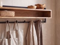 Wandgarderobe Massivholz 90cm Hängegarderobe Flurgarderobe mit Ablage 6 Haken – Ansicht 4