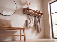 Wandgarderobe Massivholz 90cm Hängegarderobe Flurgarderobe mit Ablage 6 Haken – Ansicht 5
