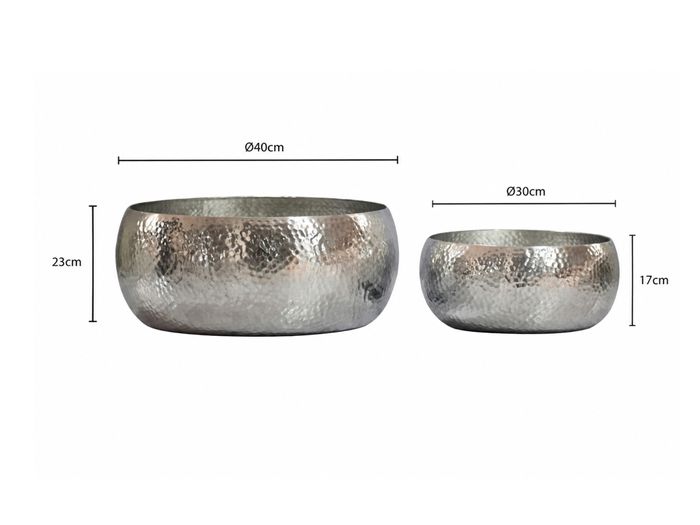 Obstschale 2er Set Früchteschale Aluminium Schale 36cm Metall Hammerschlag Rund – Maßzeichnung