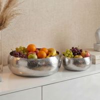 Obstschale 2er Set Früchteschale Aluminium Schale 36cm Metall Hammerschlag Rund – Ansicht 1