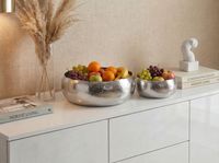 Obstschale 2er Set Früchteschale Aluminium Schale 36cm Metall Hammerschlag Rund – Ansicht 2