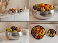 Obstschale 2er Set Früchteschale Aluminium Schale 36cm Metall Hammerschlag Rund – Ansicht 4