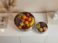 Obstschale 2er Set Früchteschale Aluminium Schale 36cm Metall Hammerschlag Rund – Ansicht 5