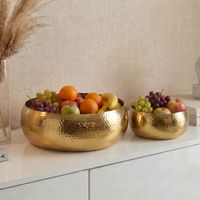 Obstschale 2er Set Früchteschale Aluminium Schale 36cm Metall Hammerschlag Rund – Ansicht 1