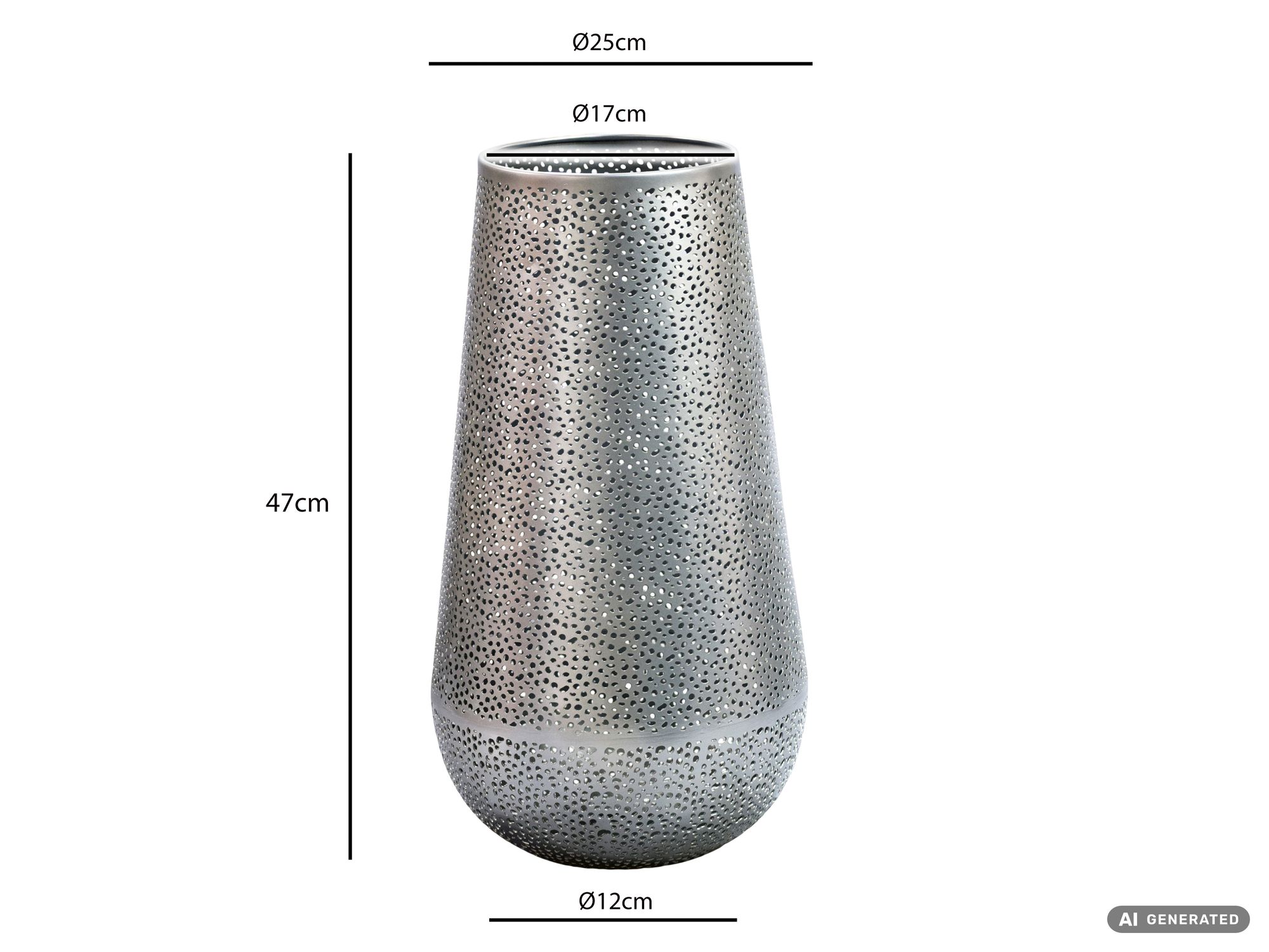 Windlicht Laterne 47cm Metall Rund Design Bodenwindlicht Bodenlaterne Handgefertigt – Ansicht 3