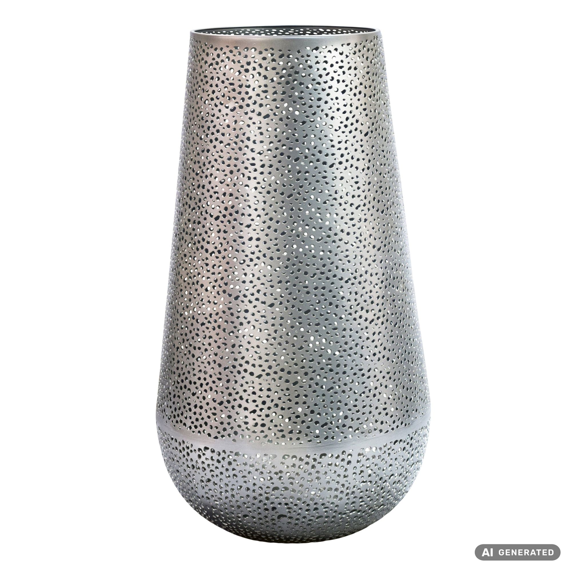 Windlicht Laterne 47cm Metall Rund Design Bodenwindlicht Bodenlaterne Handgefertigt – Ansicht 6