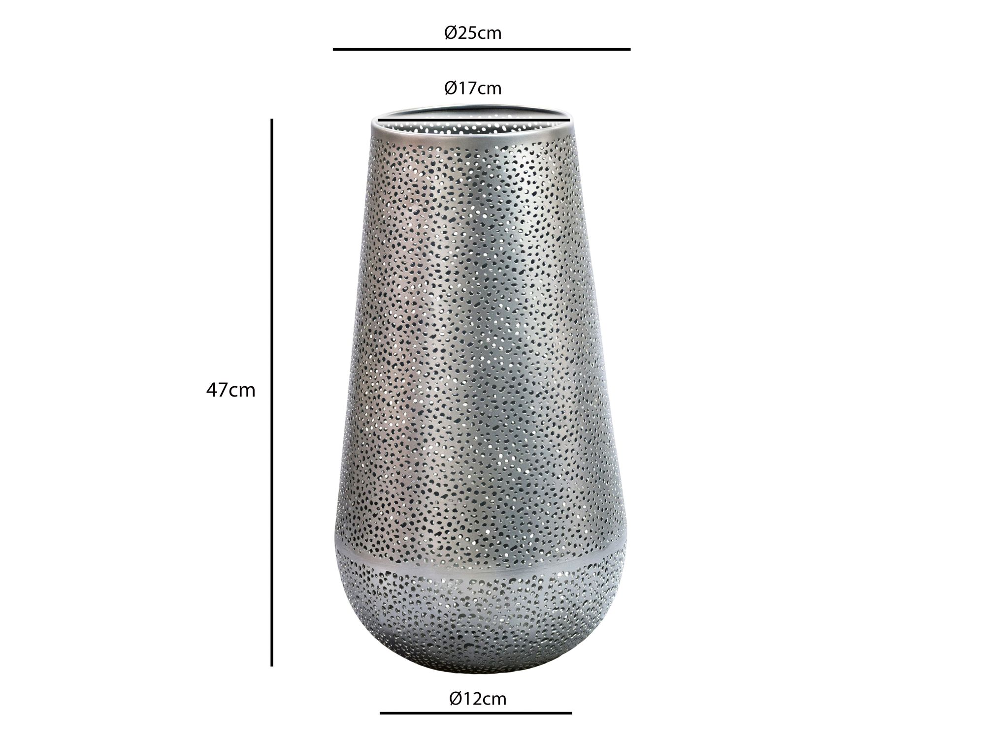 Vase 47cm Metall Blumenvase Bodenvase Wohndeko Groß Rund Design Dekovase Hoch – Ansicht 3