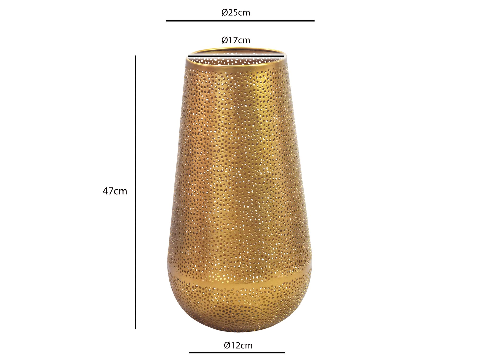 FineBuy Dekovase Metall 47cm - Design Blumenvase Groß - Metallvase Modern - Bodenvase rund für Trockenblumen - Standvase Hoch - Wohnzimmer Deko - Wohndeko Handmade | Farbe: Silber