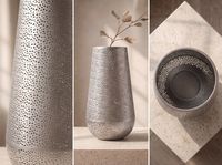 Vase 47cm Metall Blumenvase Bodenvase Wohndeko Groß Rund Design Dekovase Hoch – Ansicht 5