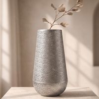 Vase 47cm Metall Blumenvase Bodenvase Wohndeko Groß Rund Design Dekovase Hoch – Ansicht 1