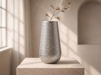 Vase 47cm Metall Blumenvase Bodenvase Wohndeko Groß Rund Design Dekovase Hoch – Ansicht 2