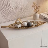 Dekoschale Blatt Aluminium 63cm Tischdeko Alu Metall Wohnaccessoire Leaf Modern – Ansicht 1