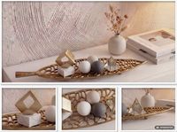 Dekoschale Blatt Aluminium 63cm Tischdeko Alu Metall Wohnaccessoire Leaf Modern – Ansicht 5
