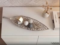 Dekoschale Blatt Aluminium 63cm Tischdeko Alu Metall Wohnaccessoire Leaf Modern – Ansicht 4