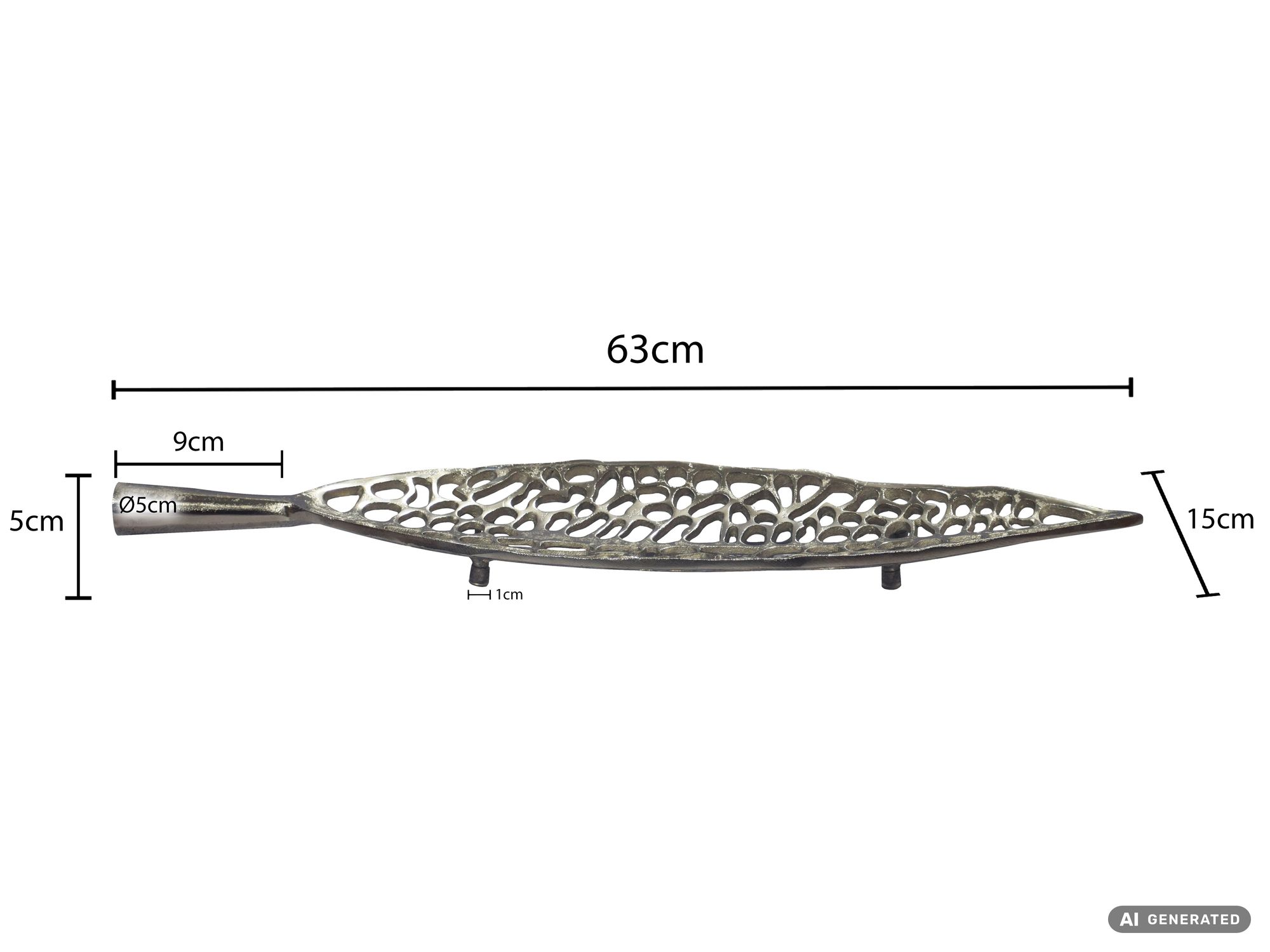 Obstschale Früchteschale Aluminium Schale 63cm Dekoschale Metall Leaf Handmade – Ansicht 3
