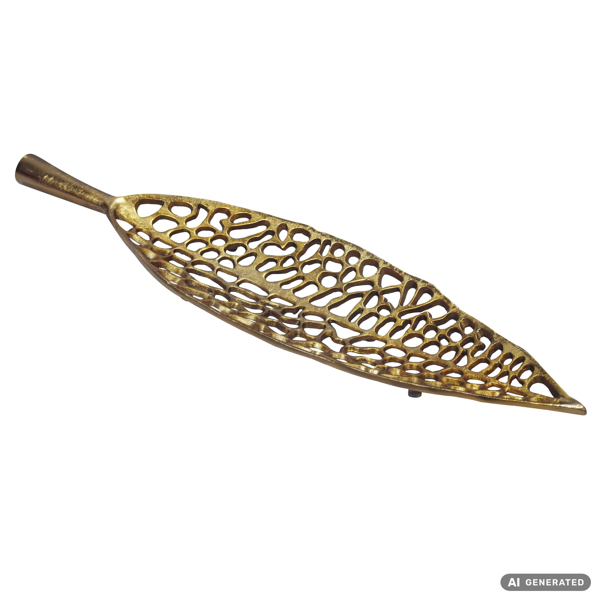 FineBuy Obstschale Blatt Schale Metall 63cm Tischdeko - Moderner Obstkorb Leaf aus Aluminium - Elegante Dekoschale - Alu Früchteschale Handmade