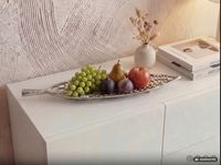 Obstschale Früchteschale Aluminium Schale 63cm Dekoschale Metall Leaf Handmade – Ansicht 2