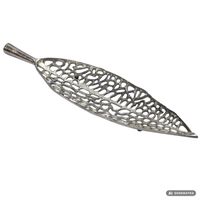 Obstschale Früchteschale Aluminium Schale 63cm Dekoschale Metall Leaf Handmade – Ansicht 6