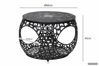 Couchtisch mit Marmor Platte schwarz Wohnzimmertisch Stauraum Metall rund 60cm – Ansicht 3
