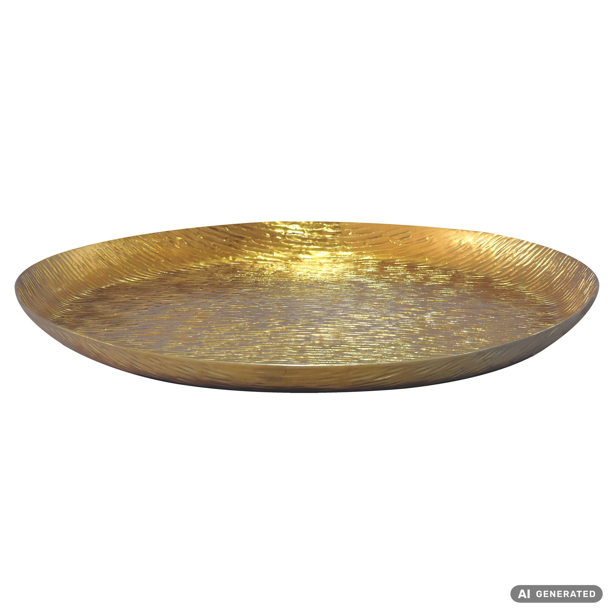 FineBuy Dekoschale Gold Aluminium 50cm Rund - Design Standdeko Metall - Schmuckteller Tisch Deko - Dekoteller Schmuckschale Schale Badezimmer Handmade