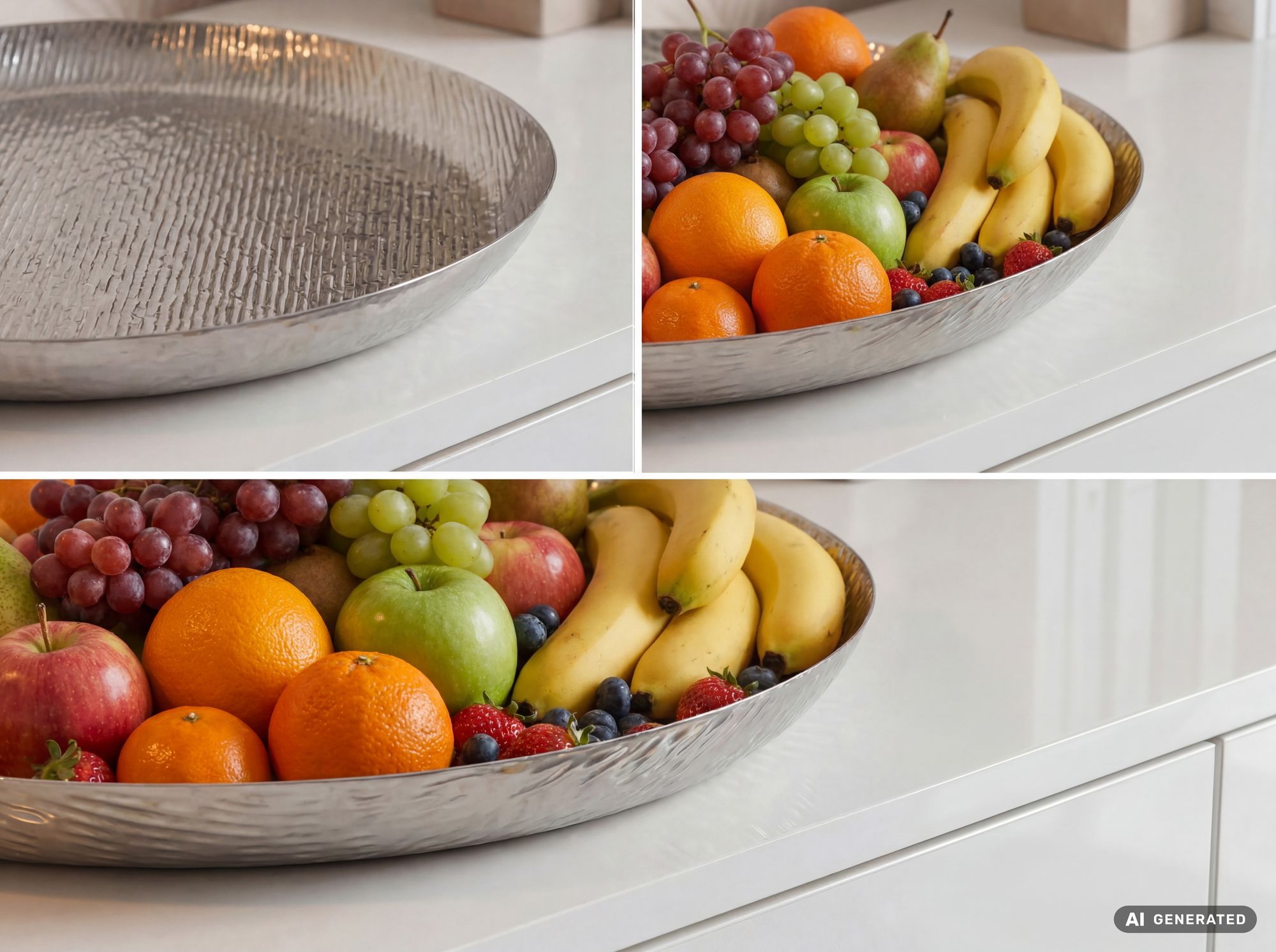 Obstschale Früchteschale Aluminium Rund Schale 50cm Dekoschale Metall Tischdeko – Ansicht 5