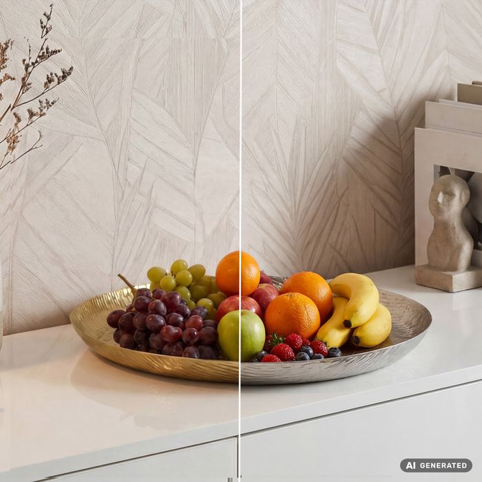 FineBuy Obstteller Rund Schale Metall 50cm Tischdeko - Moderner Obstkorb - Obstschale aus Aluminium - Elegante Dekoschale - Alu Früchteschale Handmade